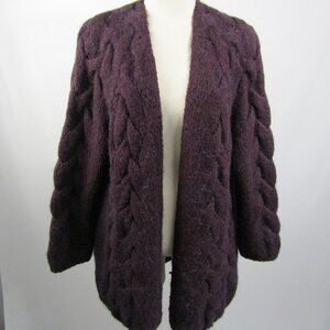 H&M Purple Alpaca Wool Blend Chunky Knit Button Cardigan M